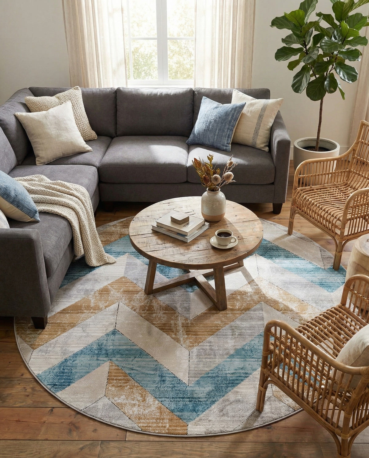 Dresden Elegance Collection Area Rug -  Bautzen Round Blue  lifestyle 41