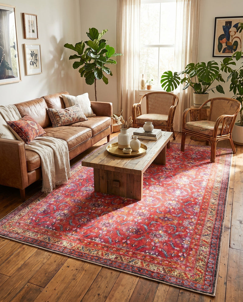 Heritage Elegance Collection Area Rug -  Fontainebleau Rectangle Red  lifestyle 3