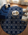 Hollywood Luxe Collection Area Rug -  Beverly (Navy Blue Silver) Oval Navy Blue Silver  lifestyle 53