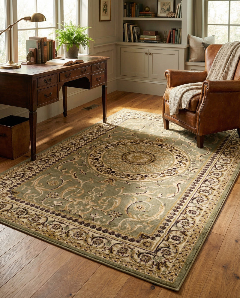 Versailles Elegance Collection Area Rug -  Montreuil Rectangle Light Green  lifestyle 29
