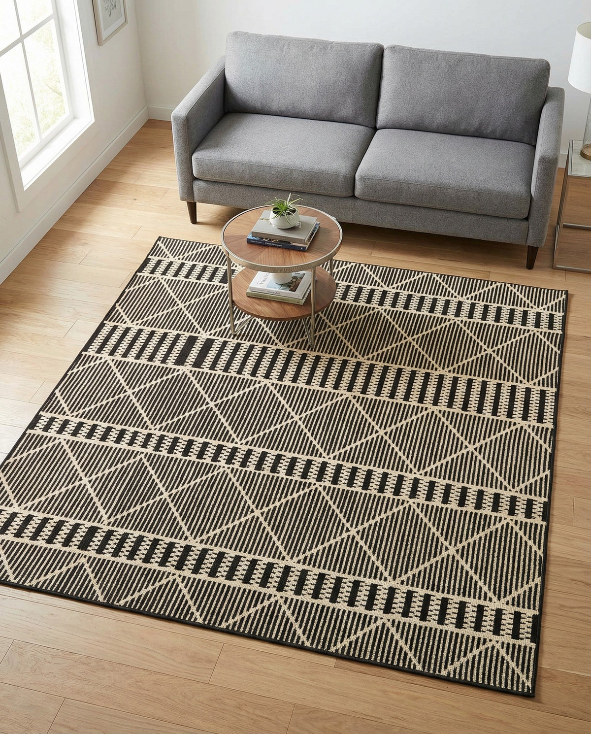 Savannah Pergola Collection Area Rug -  Glade Square Black  lifestyle 162