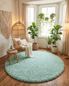Eternal Plush Oasis Collection Area Rug -  Tranquility (Cyan) Round Cyan  lifestyle 33