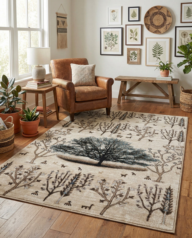 Coastal Haven Collection Area Rug -  Coastline Rectangle Beige  lifestyle 7