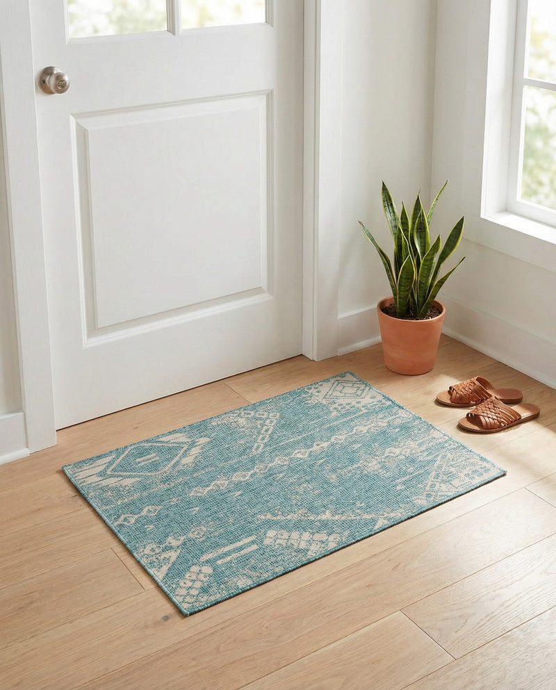 Desert Nomad Terrace Collection Area Rug - Sahara (Light Aqua) Rectangle Light Aqua  lifestyle 29