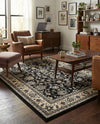 Isfahan Elegance Collection Area Rug - Naghsh-e Jahan (Black) Rectangle Black  lifestyle 45