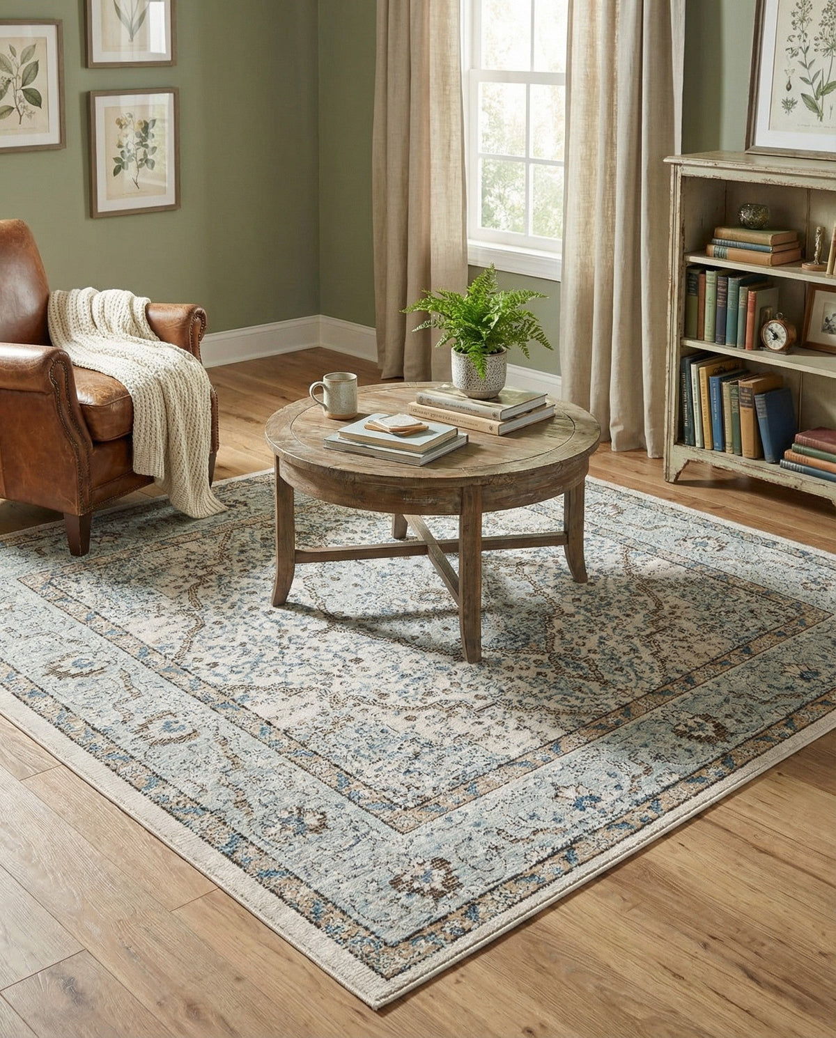 Mykonos Manor Collection Area Rug - Delos Square Blue  lifestyle 203