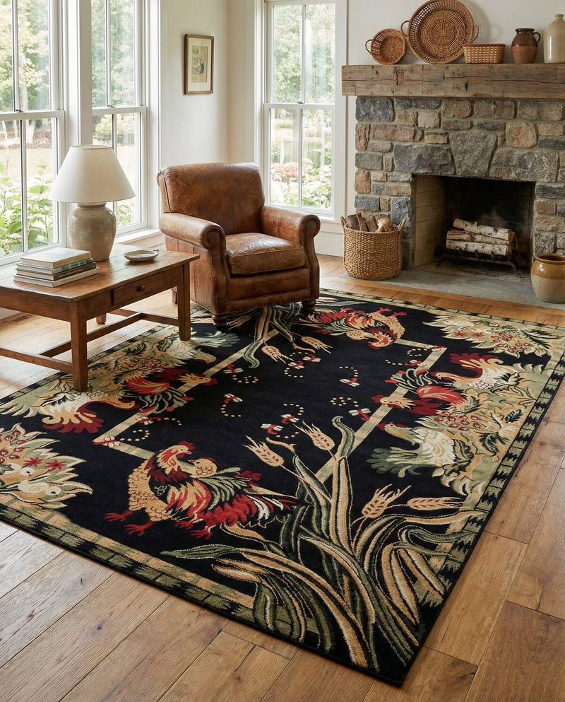 Rural Charm Collection Area Rug - Meadowbrook Rectangle Black  lifestyle 60