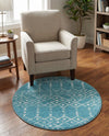 Marrakesh Lattice Collection Area Rug - Casablanca (Teal blue) Round Teal blue  lifestyle 76