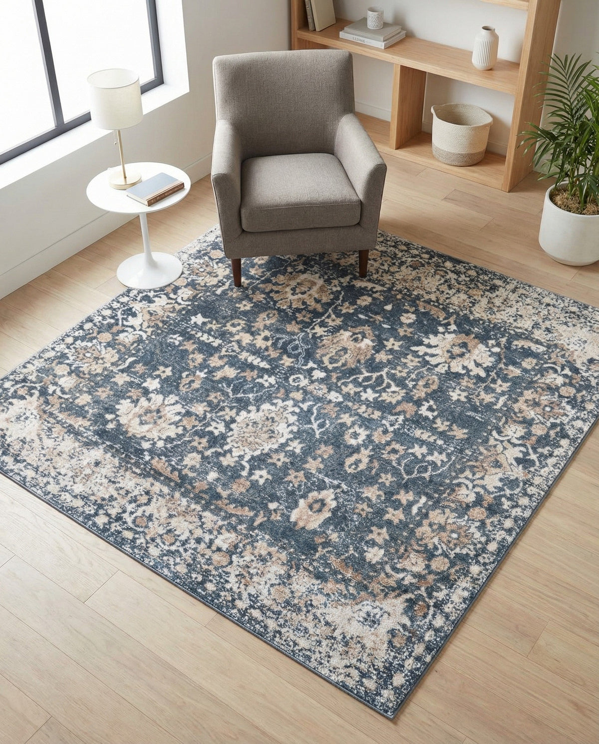 Cascade Range Collection Area Rug -  Shasta (Blue) Square Blue  lifestyle 69