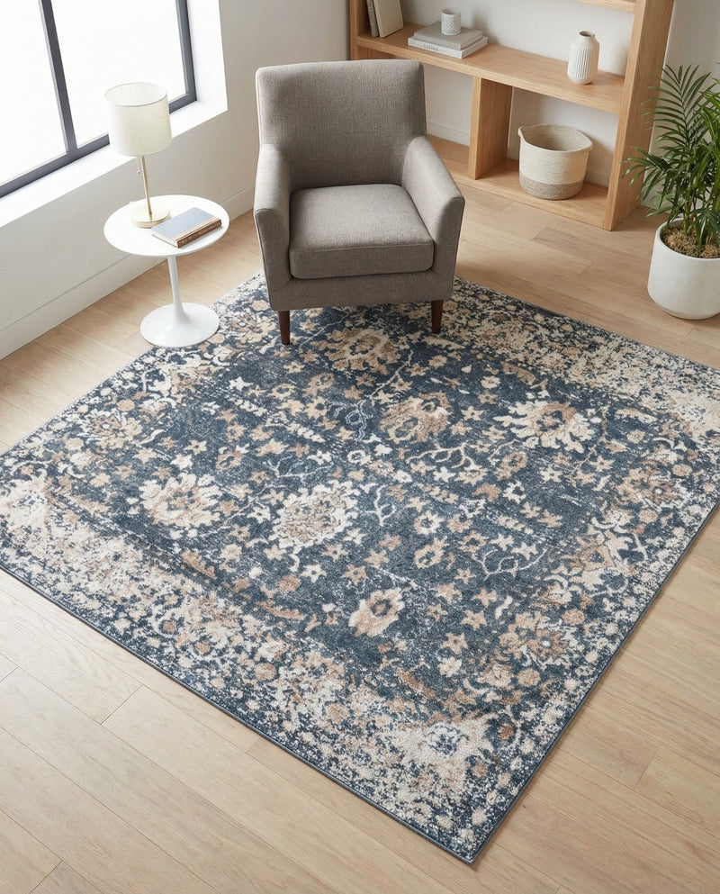 Cascade Range Collection Area Rug -  Shasta (Blue) Square Blue  lifestyle 69