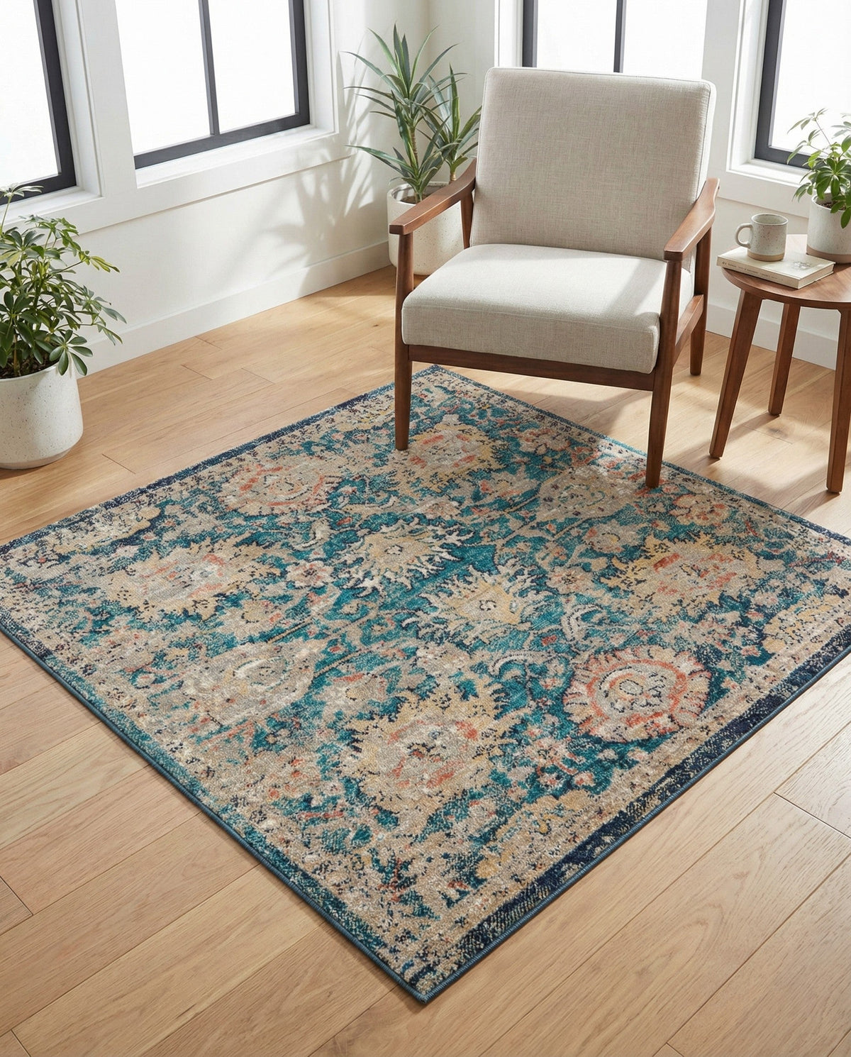 Seville Stripes Collection Area Rug -  Cordoba (Blue) Square Blue  lifestyle 89