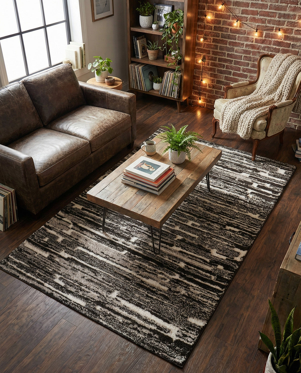 Sienna Collection Area Rug -  Rome Rectangle Black and Ivory  lifestyle 67