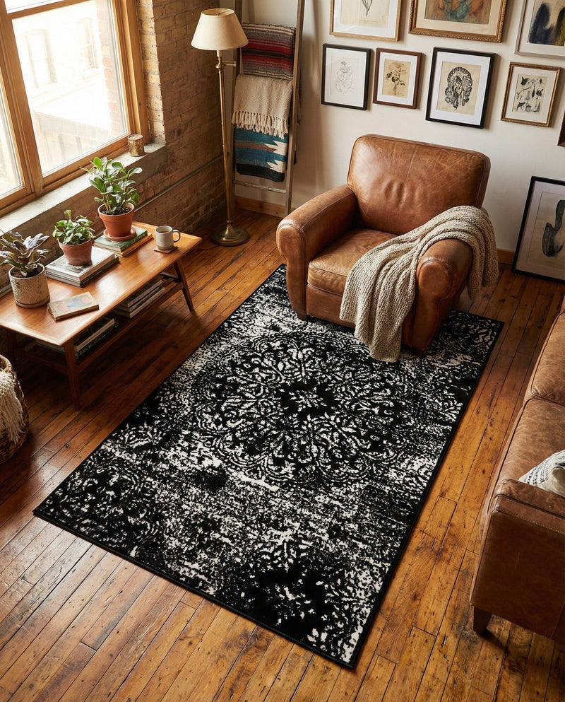 Riviera Elegance Collection Area Rug -  Monaco (Black) Rectangle Black  lifestyle 31
