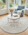 Savannah Elegance Collection Area Rug - Augusta (Light Gray) Round Light Gray  lifestyle 47