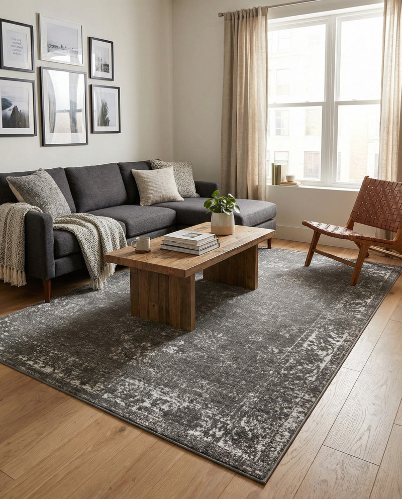 Riviera Elegance Collection Area Rug - Antibes (Dark Gray) Rectangle Dark Gray  lifestyle 13