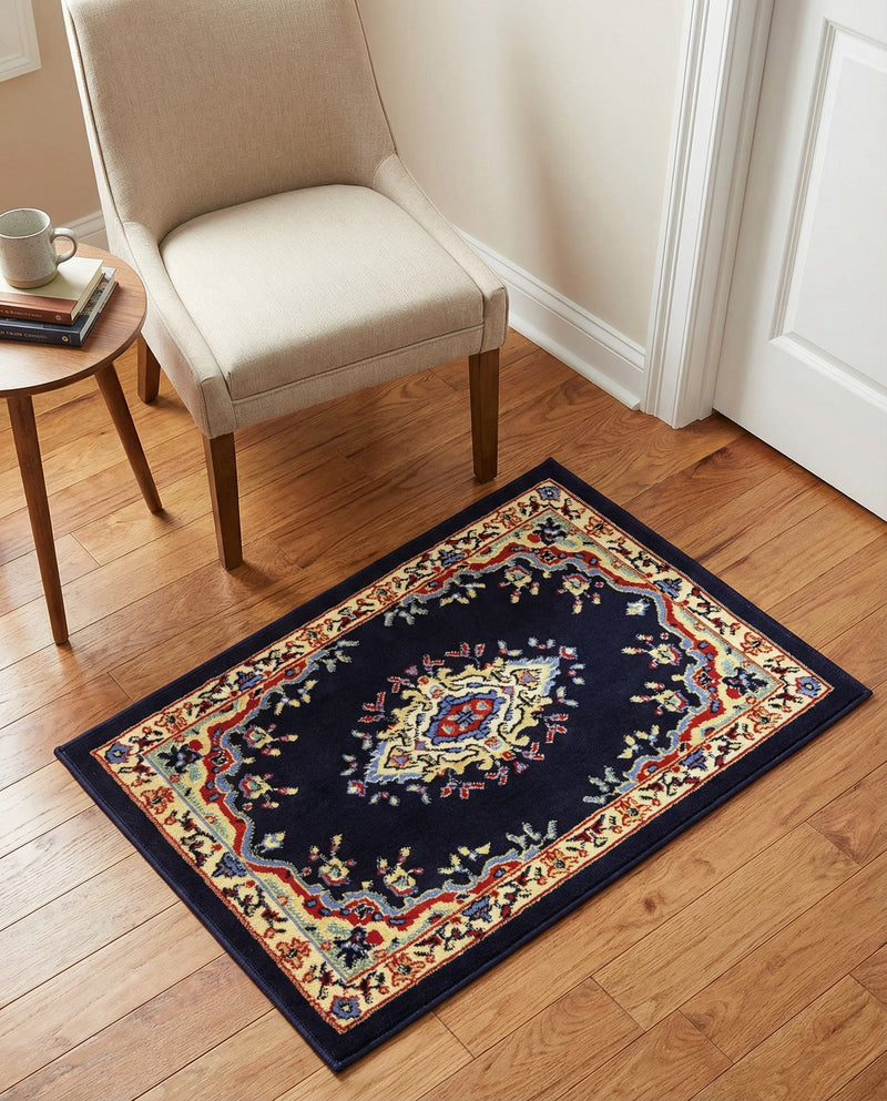 Tabriz Tapestry Collection Area Rug - Azerbaijan (Navy Blue) Rectangle Navy Blue  lifestyle 15