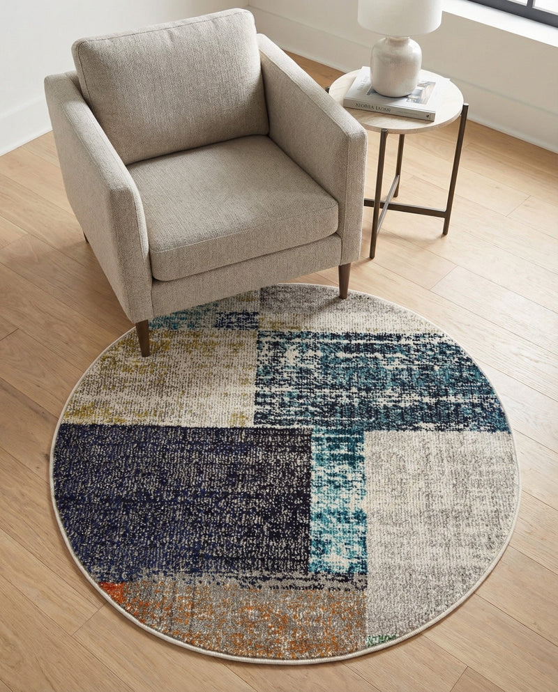 Colorburst Oasis Collection Area Rug - Palette Round Multi  lifestyle 64