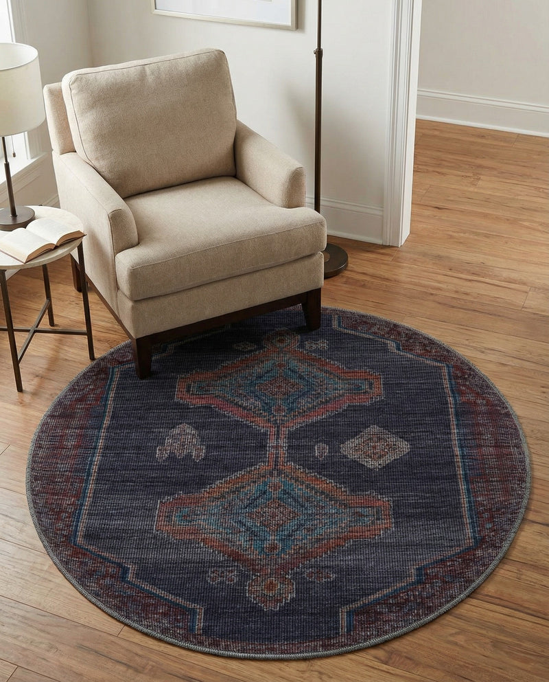 Rovaniemi Collection Area Rug - Lapland Round Charcoal and Gray  lifestyle 68