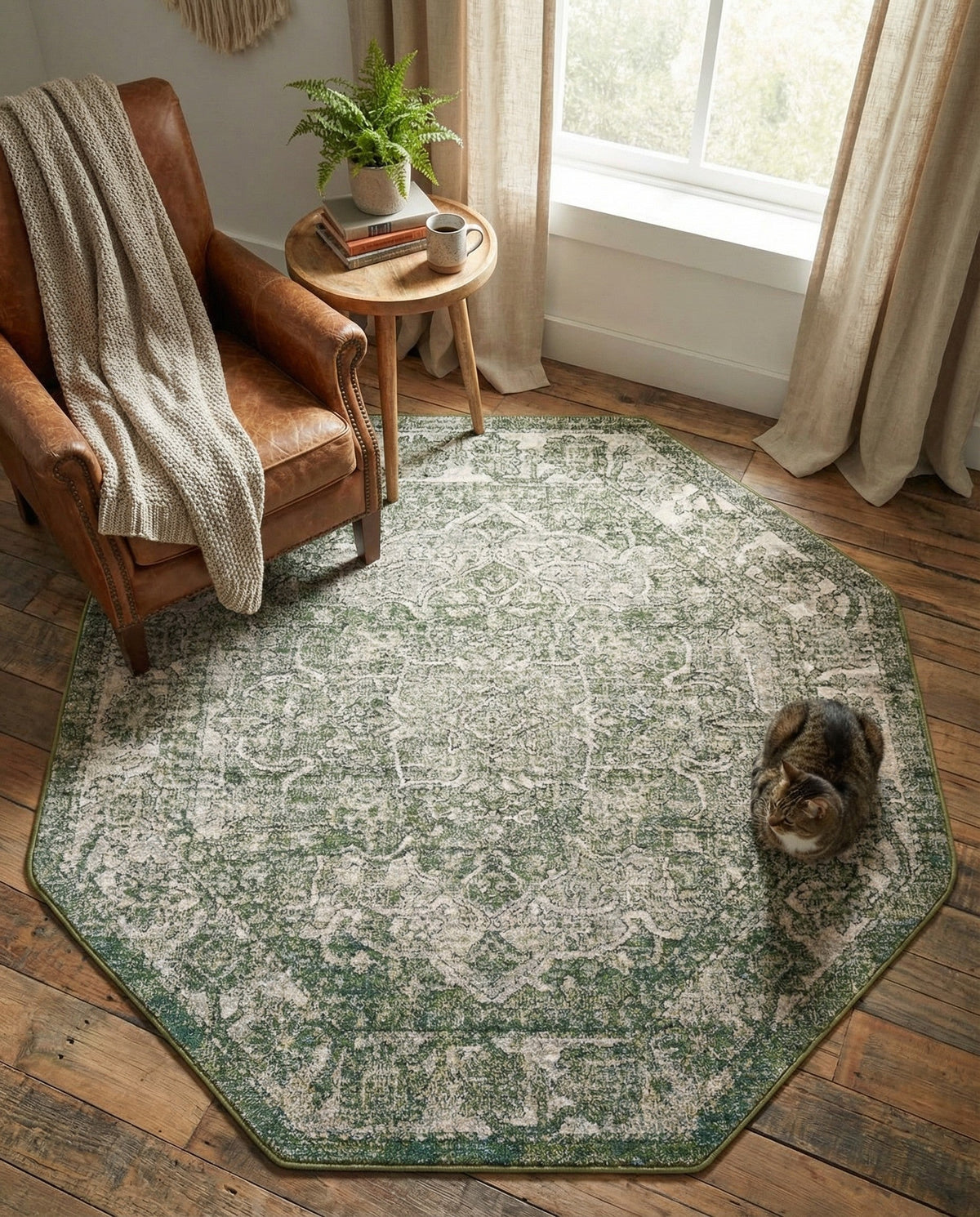 Savannah Soiree Collection Area Rug -  Everglade (Green) Octagon Green  lifestyle 82