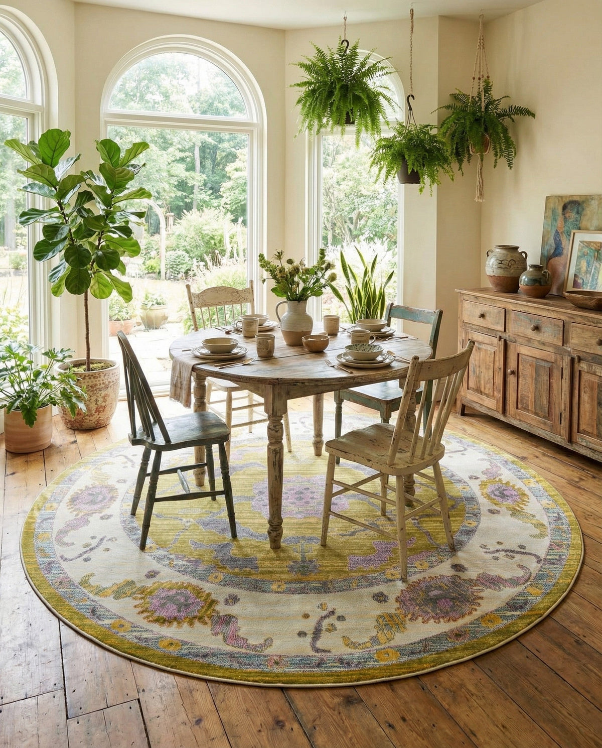 Arcadia Rugs Collection Area Rug - Eden (Green) Round Green  lifestyle 67
