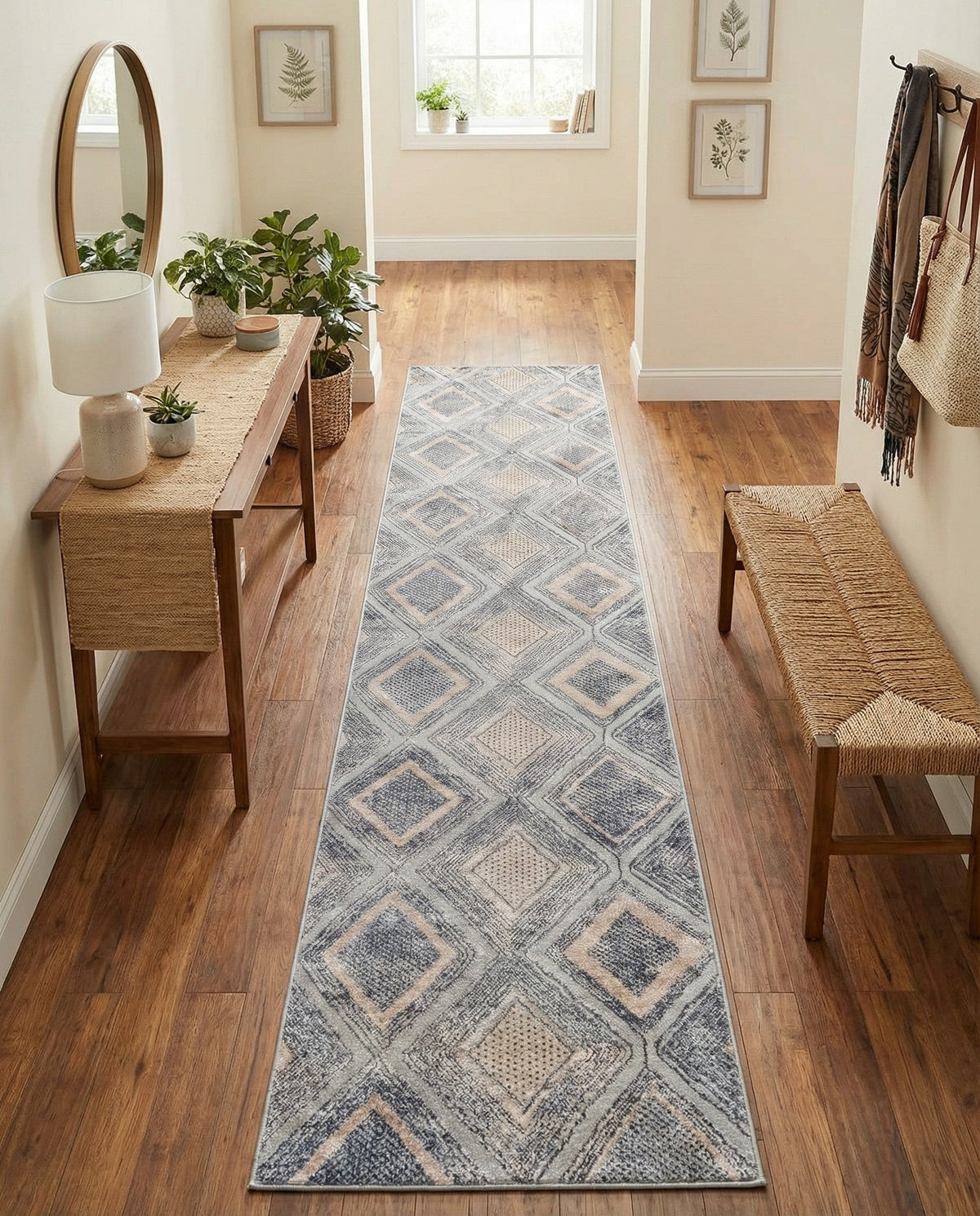 Aegean Elegance Collection Area Rug -  Rhodes Runner Gray Cream  lifestyle 83