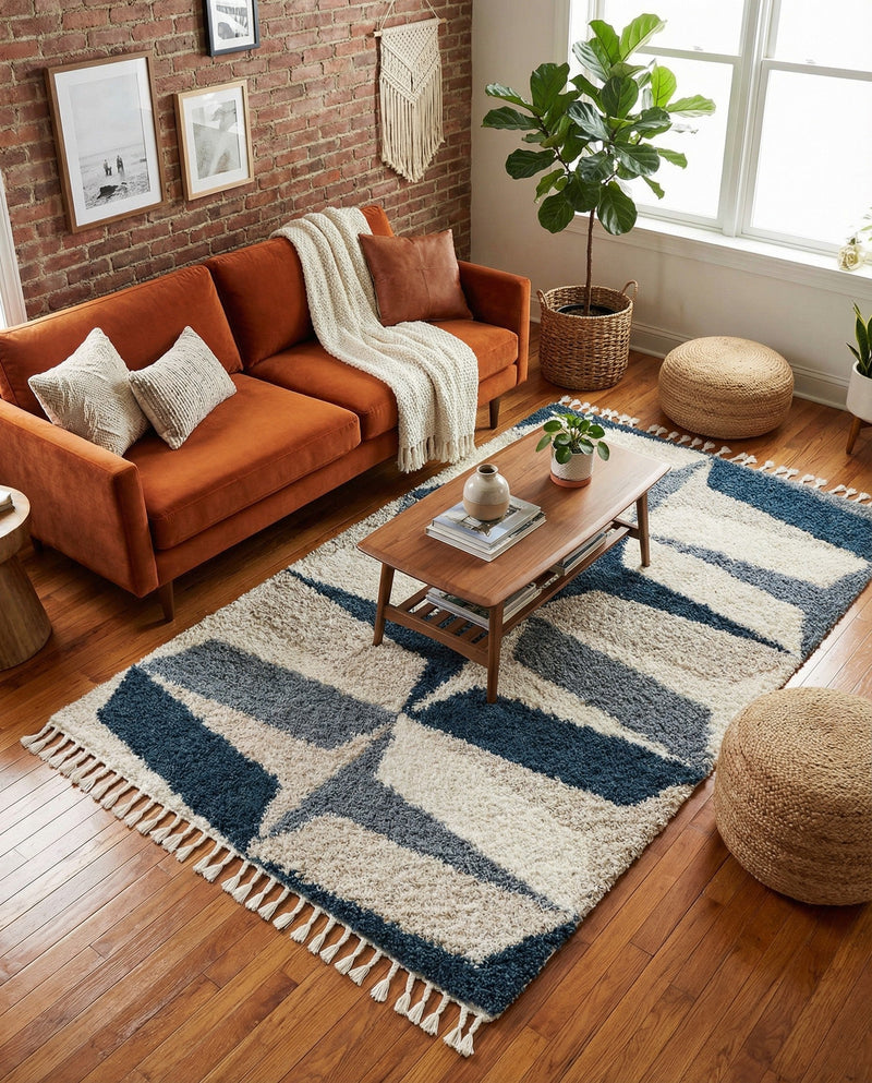 Cozy Cove Shag Collection Area Rug -  Tidewater Rectangle Blue  lifestyle 26