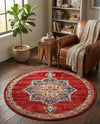 Eden Oasis Collection Area Rug -  Tranquility (Burgundy) Round Burgundy  lifestyle 51