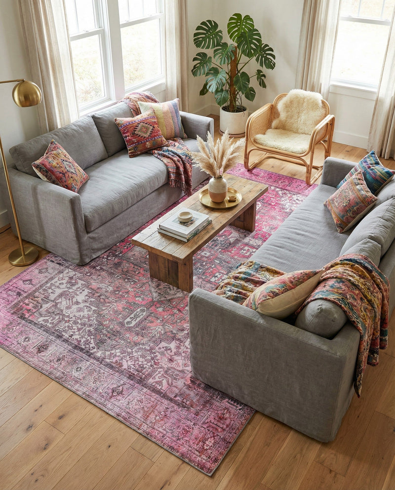 Heritage Elegance Collection Area Rug -  Windsor (Pink) Rectangle Pink  lifestyle 12