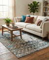 Mediterranean Lattice Collection Area Rug - Santorini (Multi Gray Blue) Rectangle Multi Gray Blue  lifestyle 13