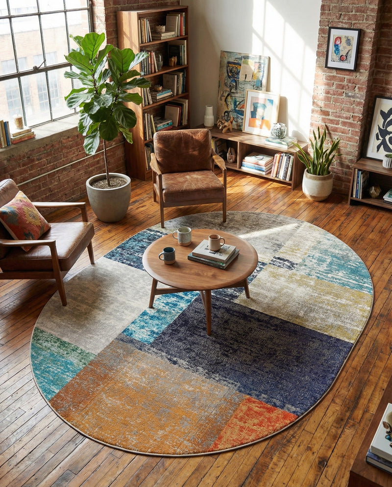 Colorburst Oasis Collection Area Rug - Palette Oval Multi  lifestyle 28