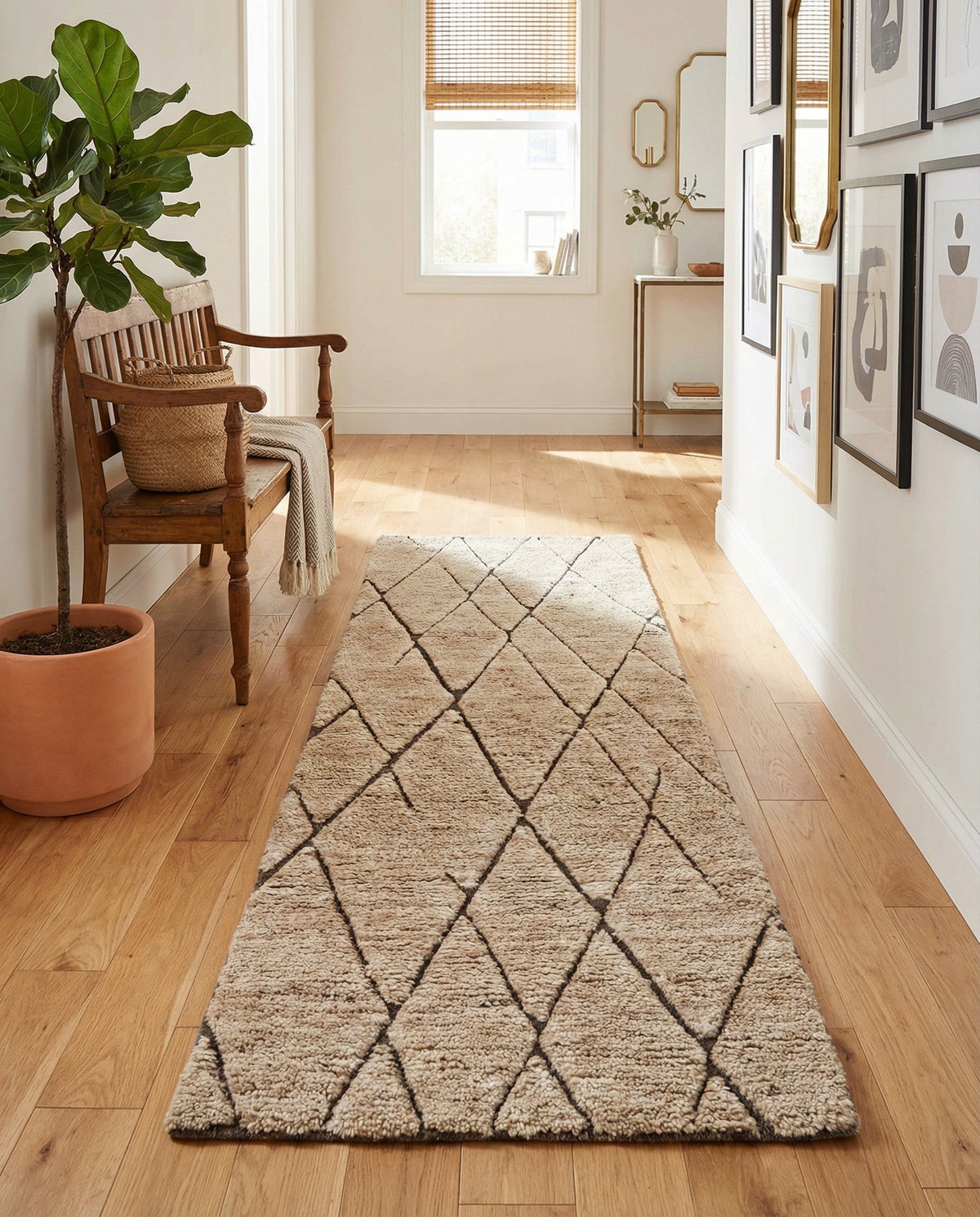 Sahara Berber Wool Collection Area Rug - Marrakesh Runner Camel Brown  lifestyle 120