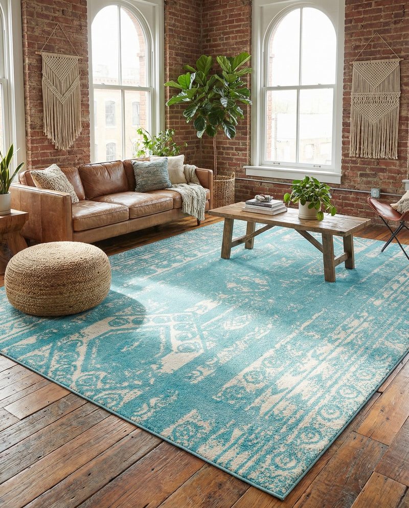 Brighton Stripes Collection Area Rug - Sussex (Light Blue) Rectangle Light Blue  lifestyle 5