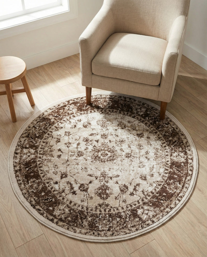 Andes Summit Collection Area Rug -  Aconcagua Round Cream  lifestyle 63