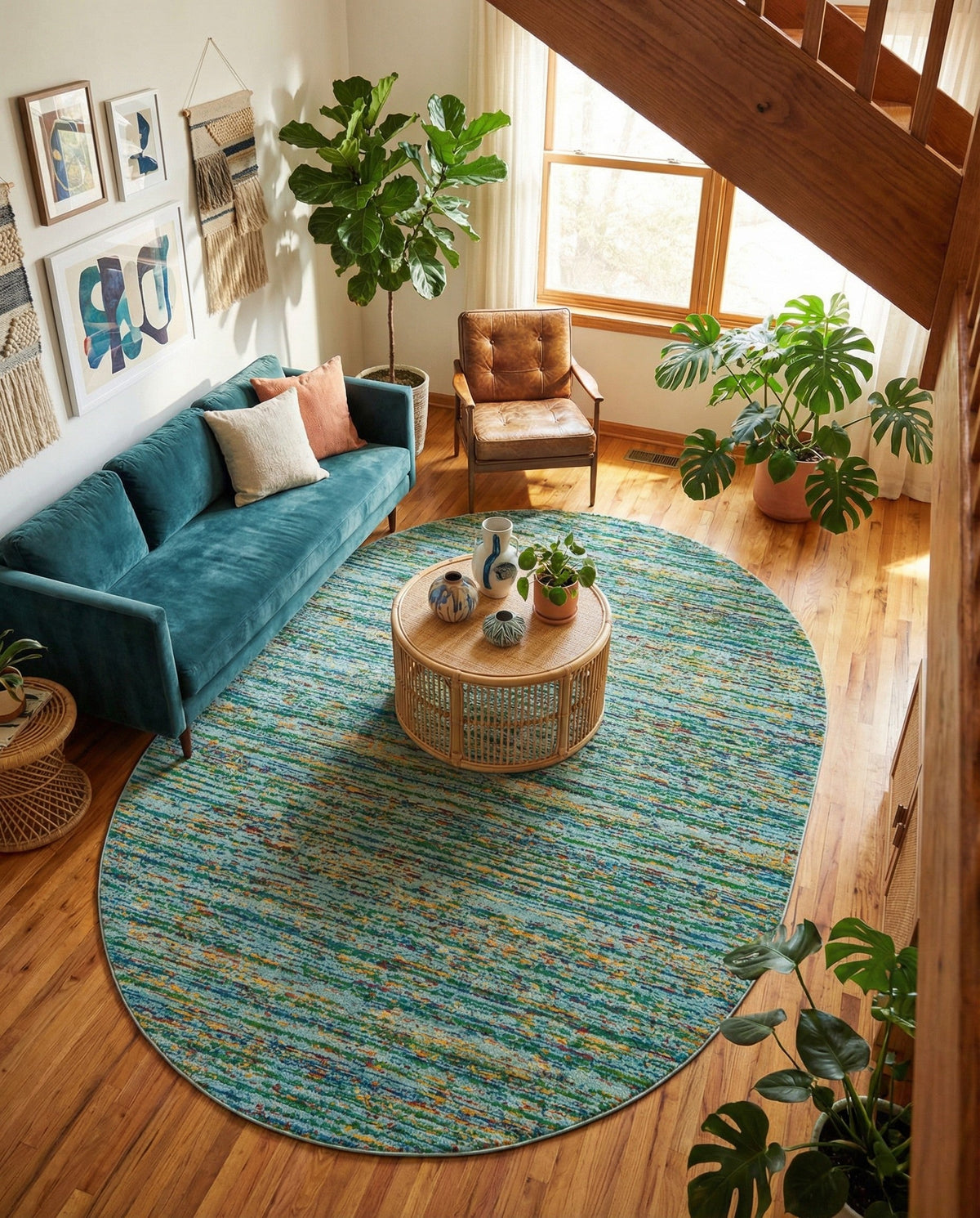 Caribbean Cove Collection Area Rug -  Lucia Oval Aqua  lifestyle 118