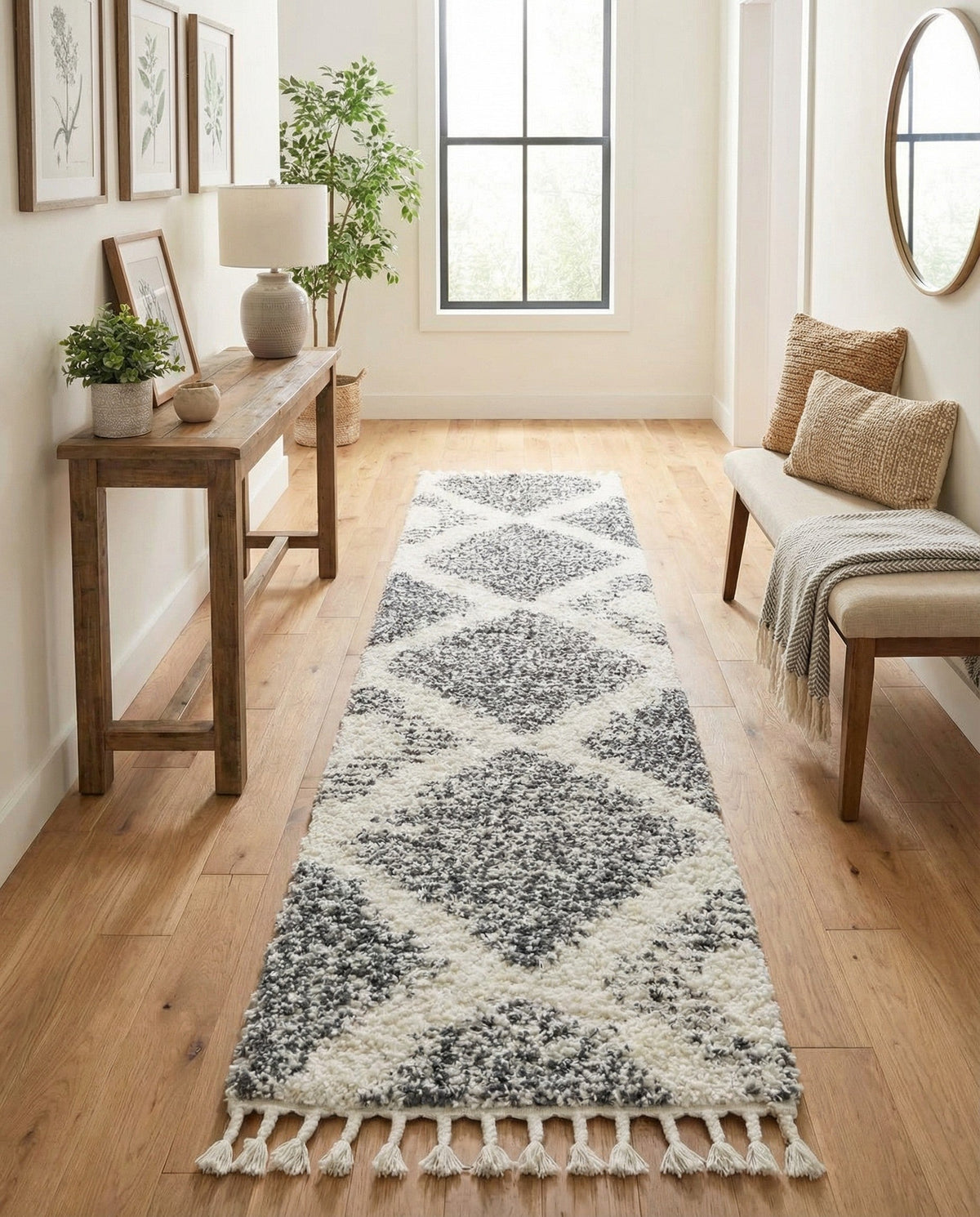 Tranquil Tides Shag Collection Area Rug -  Azure Runner White  lifestyle 179