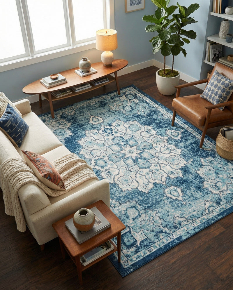 Beverly Grove Collection Area Rug - Melrose (Navy Blue) Rectangle Navy Blue  lifestyle 18