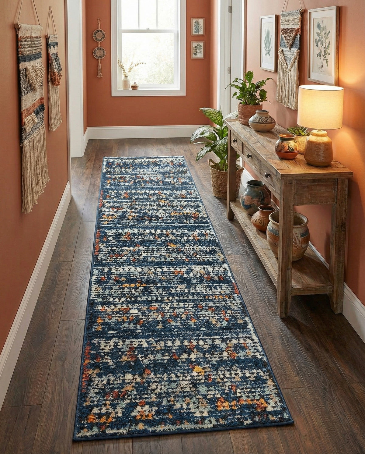 Tangier Treasures Collection Area Rug -  Marrakech Runner Navy Blue  lifestyle 145