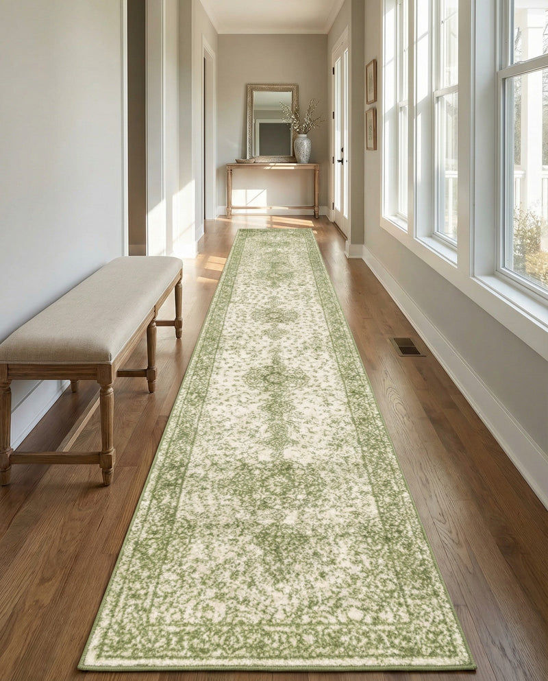 Dover Terrace Collection Area Rug - Marina (Green) Runner Green  lifestyle 29