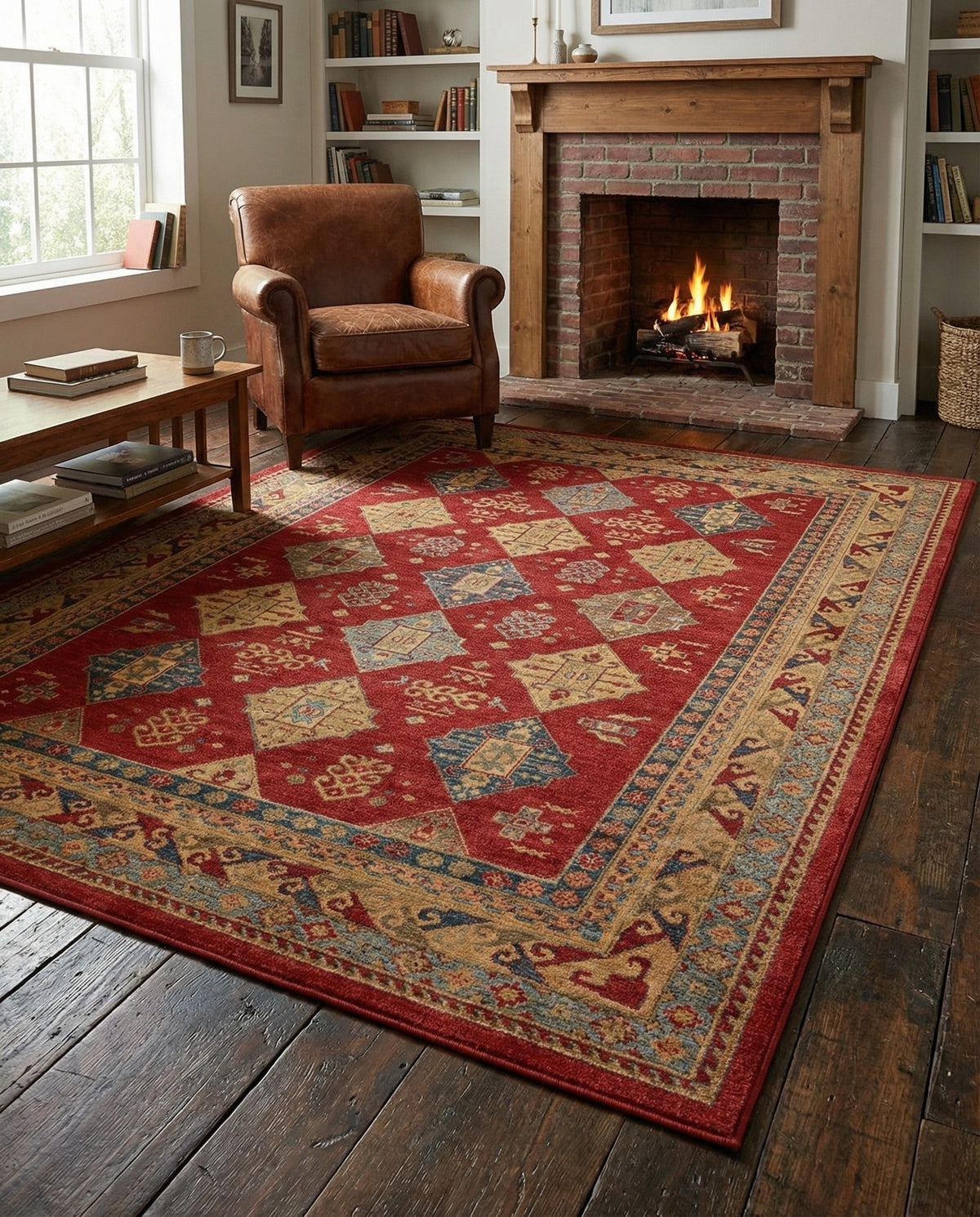 Persian Elegance Collection Area Rug -  Tabriz Rectangle Red  lifestyle 8