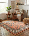 Casablanca Tapestry Collection Area Rug -  Marrakech (Salmon) Square Salmon  lifestyle 57