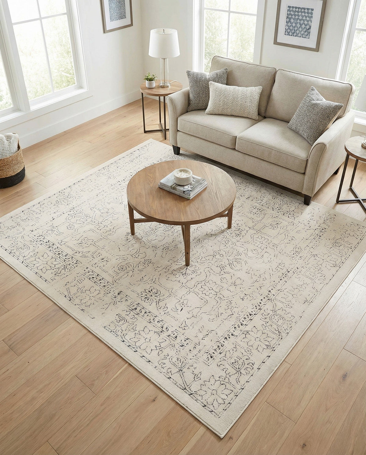Savannah Soiree Collection Area Rug -  Everglade (White) Square White  lifestyle 90