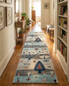 Colorburst Oasis Collection Area Rug -  Mosaic Runner Ivory Gray Blue  lifestyle 78