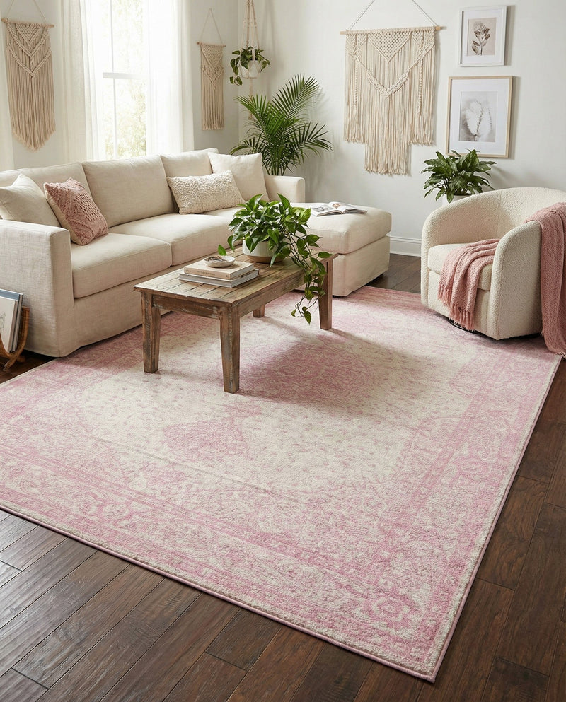Dover Terrace Collection Area Rug - Marina (Pink) Rectangle Pink  lifestyle 5