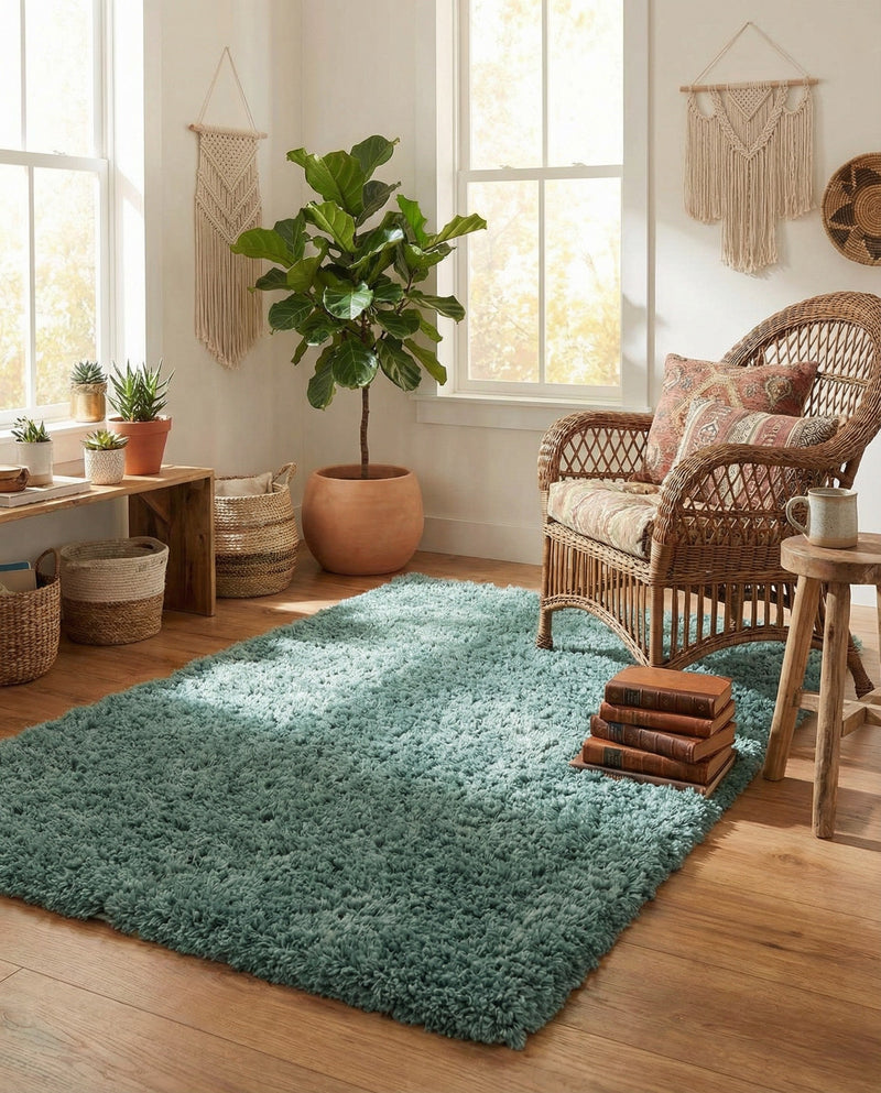 Eternal Plush Oasis Collection Area Rug -  Tranquility (Forest Green) Rectangle Forest Green  lifestyle 17
