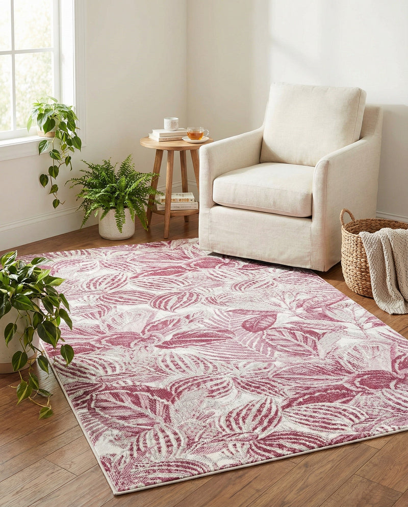 Meadow Breeze Collection Area Rug -  Bluebell Rectangle Fuchsia  lifestyle 22