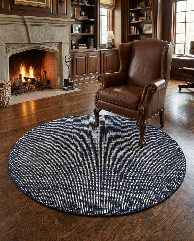 Berkshire Estate Collection Area Rug - Windsor (Blueberry) Round Blueberry  lifestyle 54