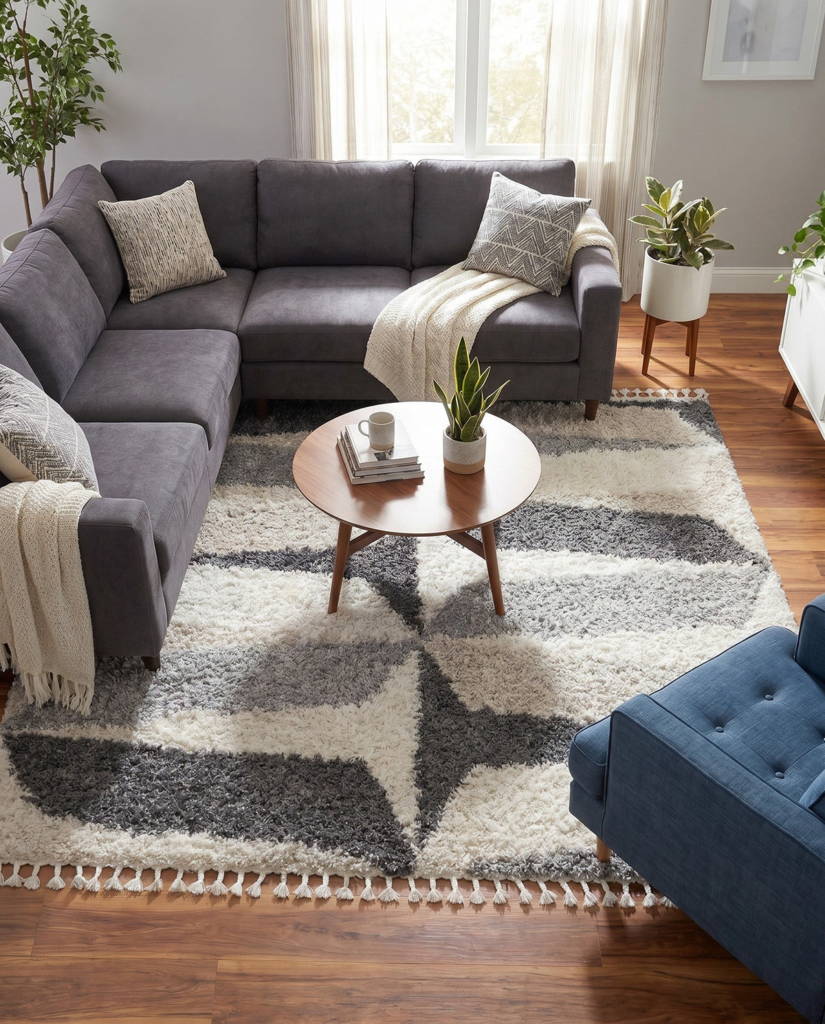 Cozy Cove Shag Collection Area Rug -  Tidewater Square Gray  lifestyle 80