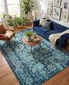 Chateau Elegance Collection Area Rug -  Louvre Rectangle Blue  lifestyle 41