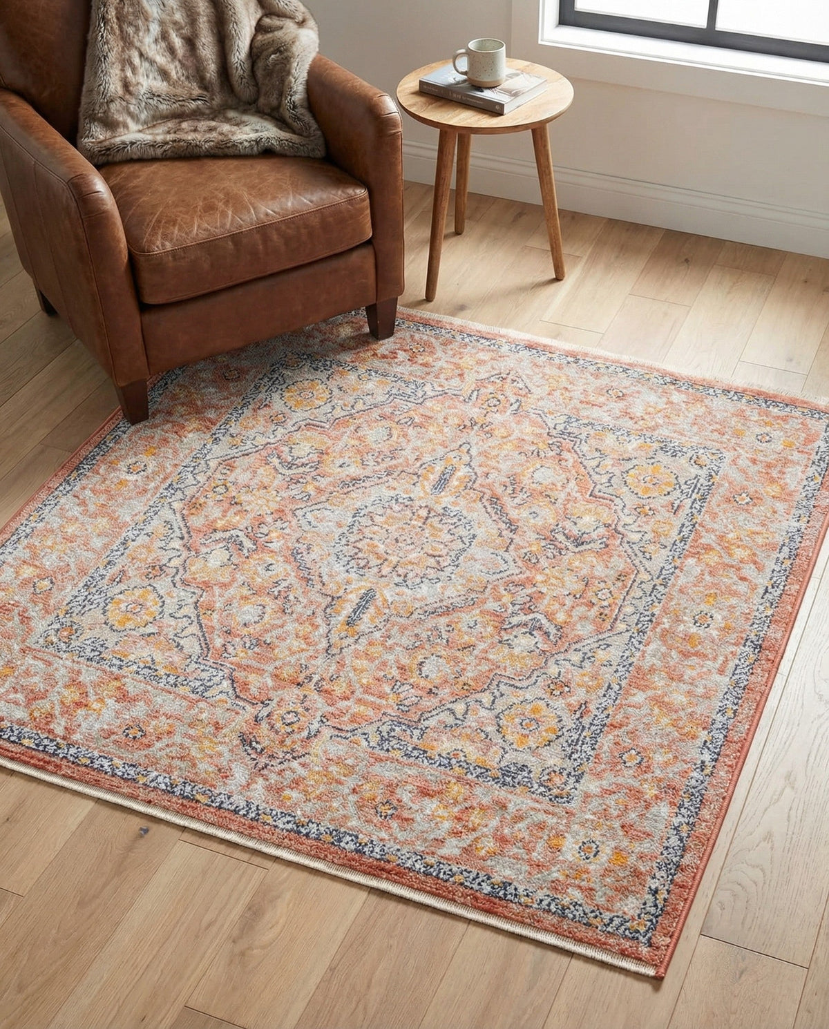 Seville Stripes Collection Area Rug - Cadiz (Brick Red) Square Brick Red  lifestyle 96