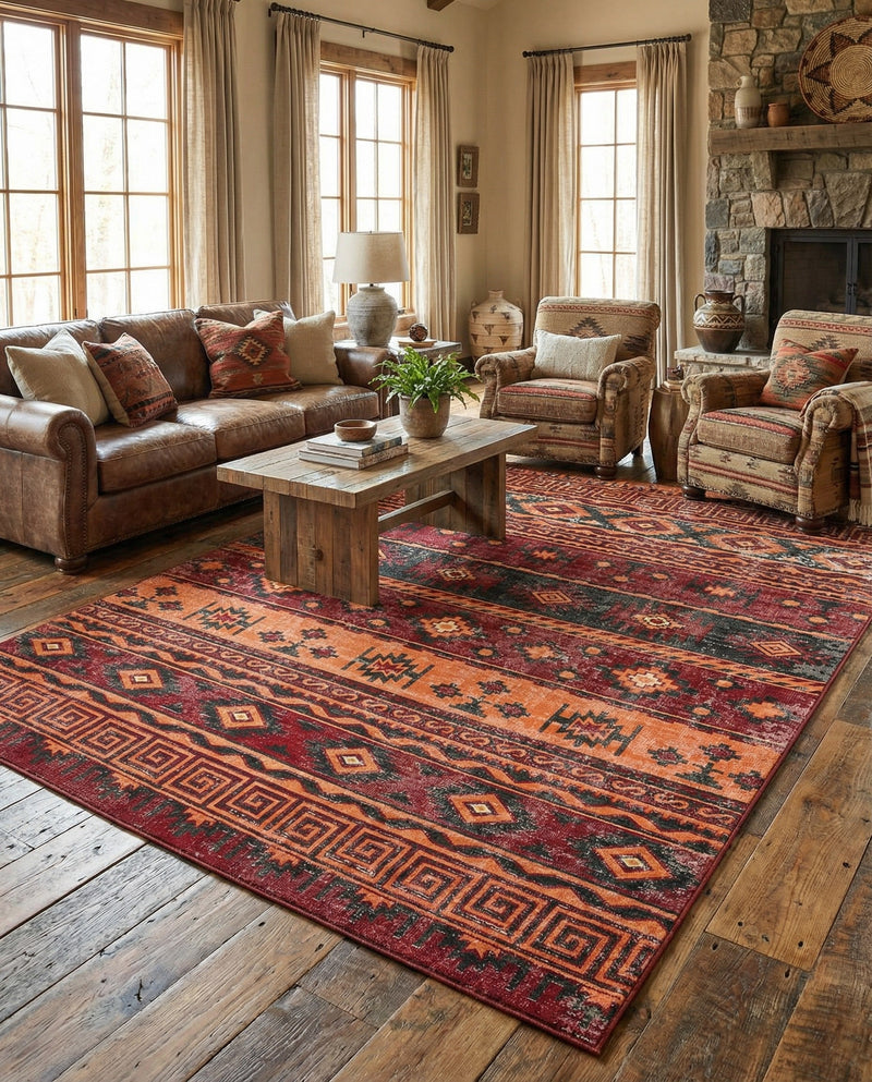 Geneva Terrace Collection Area Rug - Montreux Rectangle Rust Red  lifestyle 55